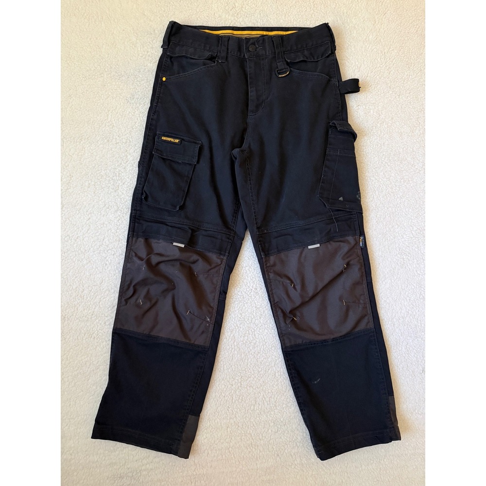 Caterpillar Pants Mens 30x30 Black Relaxed Fit Cargo Water Resistant Workwear